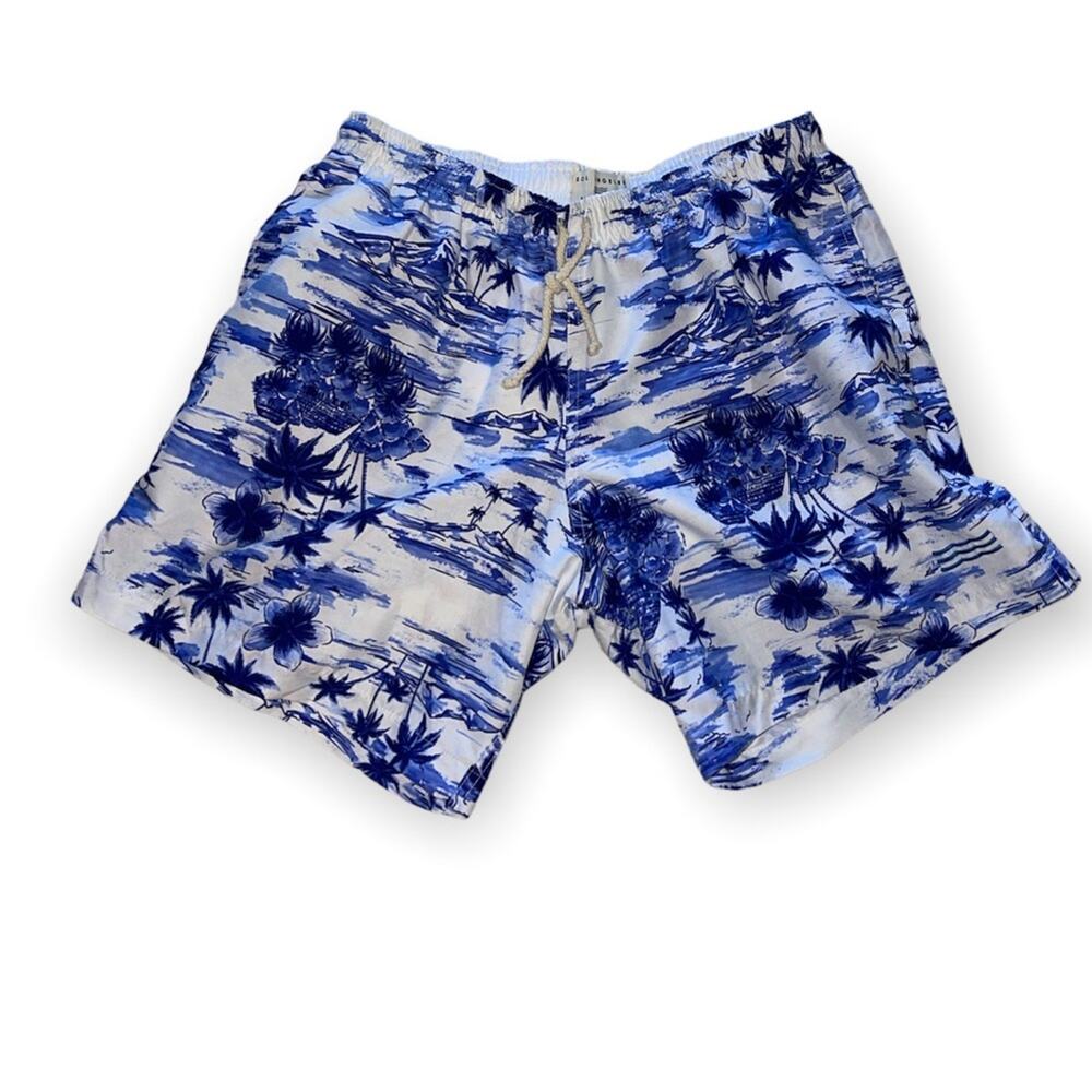Sol Angeles white and blue swim trunks large